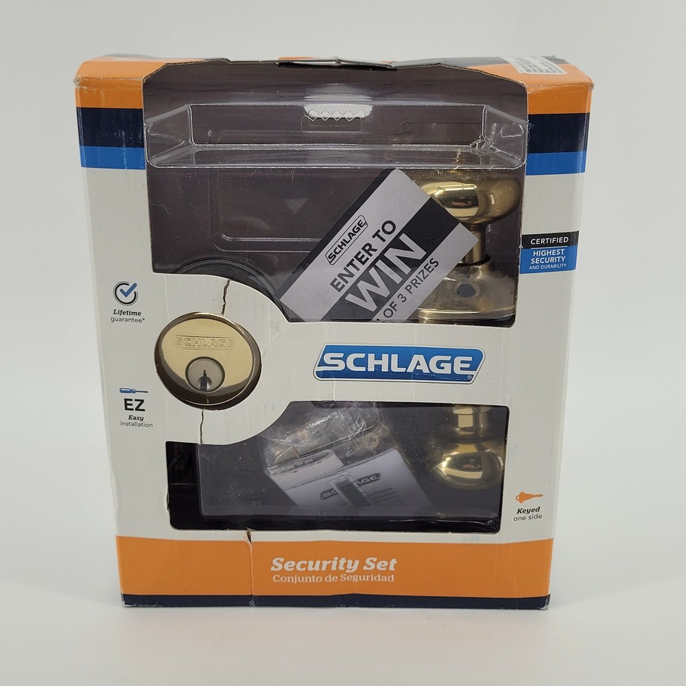 Schlage Keyed Entry Plymouth Bright Brass FB50 V PLY 505 605 Lockset